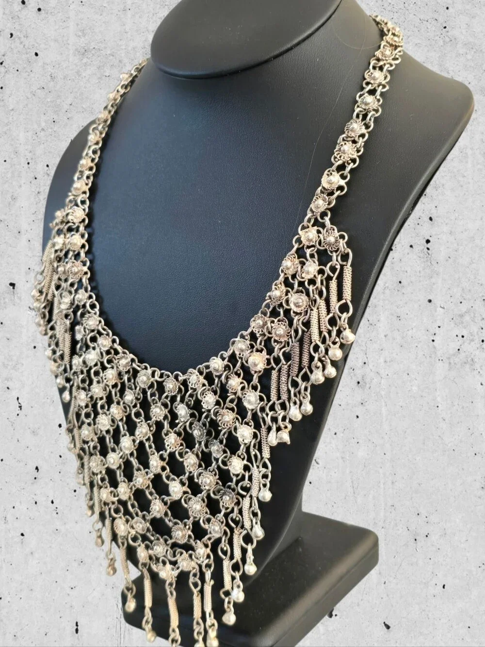 Vintage Tribal Gypsy Chainmail Bib Necklace
